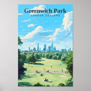 Poster Greenwich Park London Angleterre Vintage voyage ar