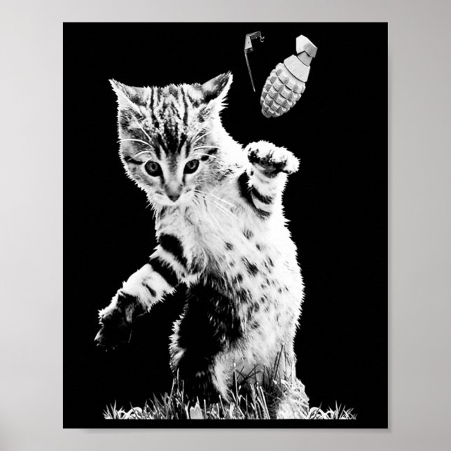 Poster Grenade à lancer de chat Drôle Kitty Grenade de ch (Devant)