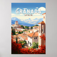 Grenade Espagne Voyage Art Vintage