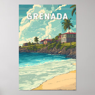 Poster Grenade Illustration Voyage Art Vintage