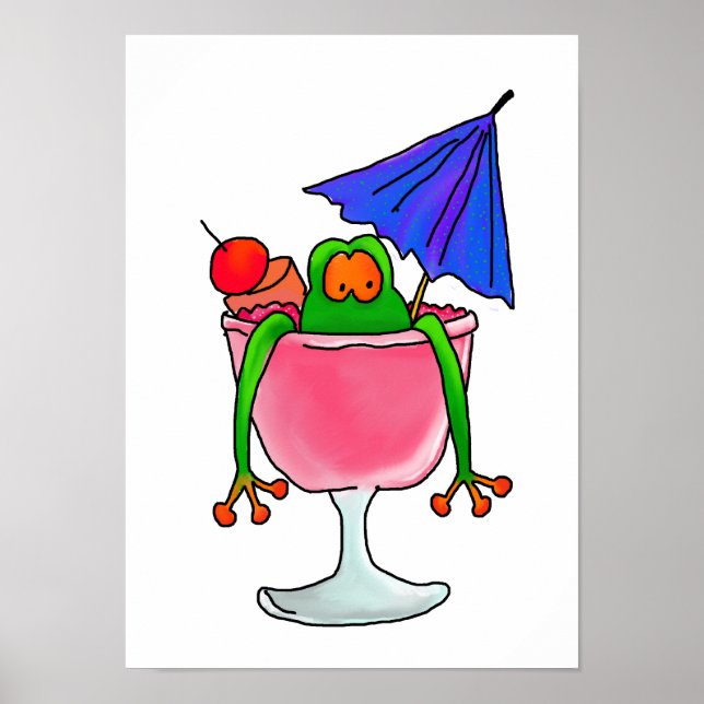 Poster Grenouille à cocktail de fruits (Devant)