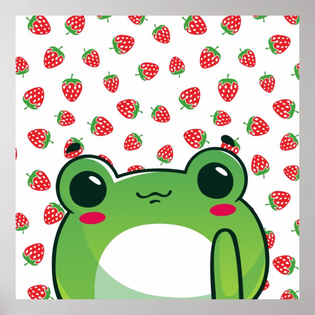 Poster Grenouille à fraise Kawaii (Devant)