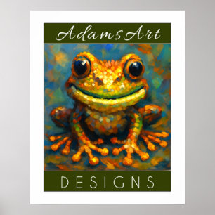 Poster Grenouille aquarelle fantaisiste dans un jardin de