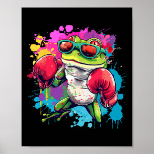 Poster Grenouille Boxeur Avec Gants De Boxe Kickboxing Dr