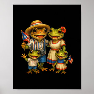 Poster Grenouille Coqui Porto Rico Boricua Famille Tenue