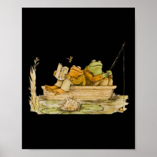 Poster Grenouille Crapaud Pêche Livre Clic Vintage Grenou