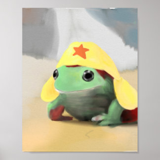 Poster Grenouille dans l'affiche casquette