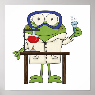 Poster Grenouille dans le laboratoire de la Science