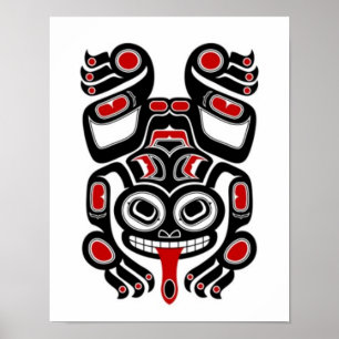 Poster Grenouille d'arbre rouge et noire d'esprit de