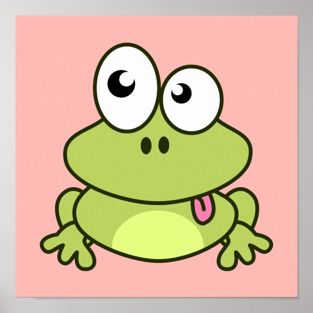 Poster Grenouille de dessin animé drôle et mignon pour la (Devant)