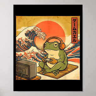 Poster Grenouille de jeu d'art Ukiyo-e Joueur japonais An