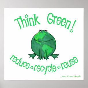 Poster Grenouille de l'environnement de jour de la terre