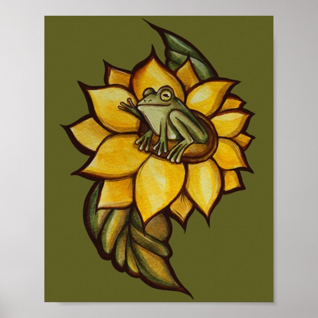 Poster Grenouille de tournesol Fleur de fleurs (Devant)
