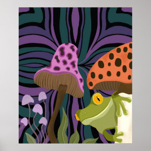Poster Grenouille Et Champignons Des Arbres Whims