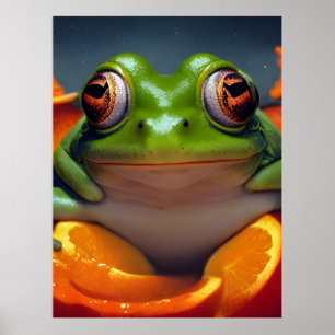 Poster Grenouille et oranges