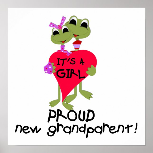 Poster Grenouille Fière grand-parent des cadeaux de fille (Devant)