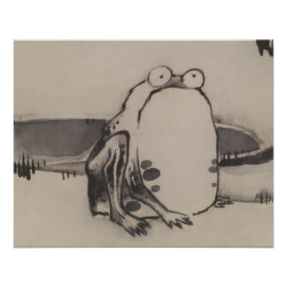 Poster Grenouille Japonaise Bois de Barrage de légumes et