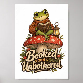 Poster Grenouille lisant un livre, réservée et imperturba