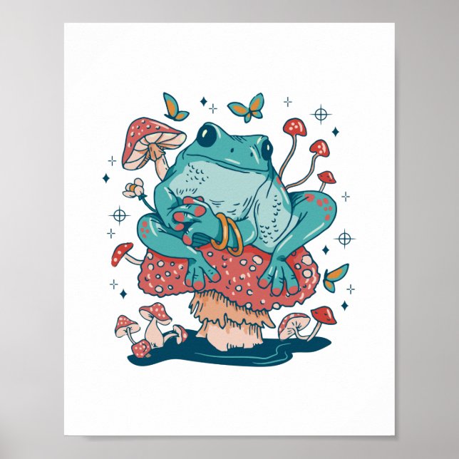 Poster Grenouille Lounge sur un noyau de salon de champig (Devant)