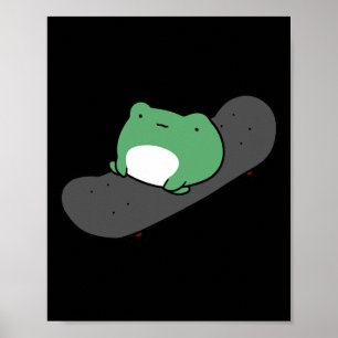 Poster Grenouille mignonne en skateboard 