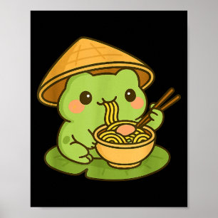 Poster Grenouille Mignonne Mangeant Ramen Anime Cadeaux J