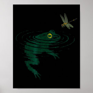 Poster Grenouille nageante, libellule Grenouille, Graphiq