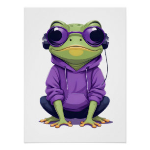Poster Grenouille portant Sweat - shirt à capuche drôle C
