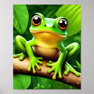 Poster Grenouille sur branche Nature Art