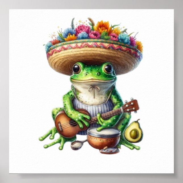 Poster Grenouille verte musicale (Devant)