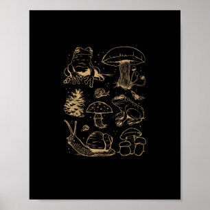 Poster Grenouilles Et Champignons Dessin Vintage – Aesthe