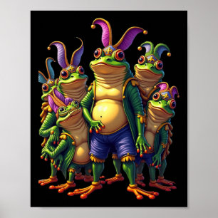 Poster Grenouilles Mardi Gras Costume amusant