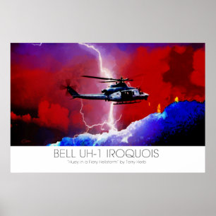 Poster Grève surprise de Huey d'Iroquois de Bell UH-1