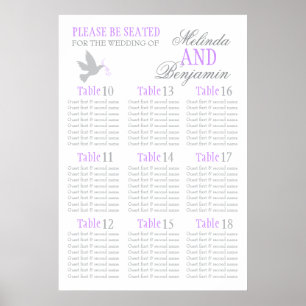 Poster Grey dove purple wedding seating table plan 10-18