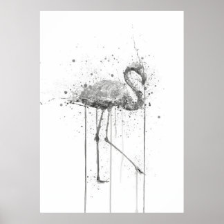 Poster Grey Pink Flamingo