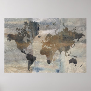 Poster Grey Stone Map