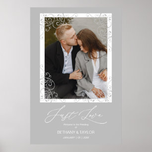 Poster Grey Wedding Welcome Just Love Quote Photo