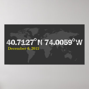 Poster grey World coordinates date wedding special date