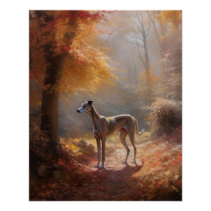 Poster Greyhound à l'automne Feuilles automne Inspiration