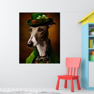 Poster Greyhound Dog en tenue de la Saint Patrick