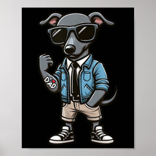 Poster Greyhound I Love Papa Funny Chien Tattoo