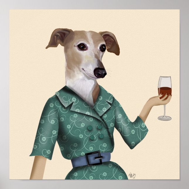 Poster Greyhound Wine Snob (Devant)