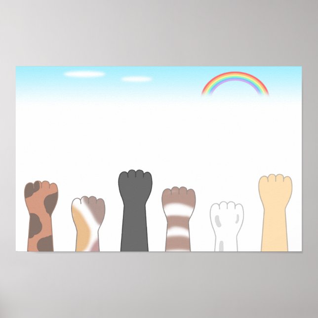 Poster Griffes de chat mignonnes qui laissent des rayures (Devant)