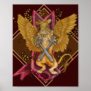 Poster Griffin mystique avec épées