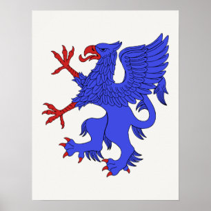 Poster Griffin Rampant Azure