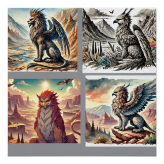 Poster Griffins, Dragons, & Desolate landscapes