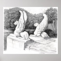 Griffins sculpté crayon monochrome Art