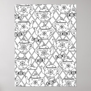 Poster Griffonnage 2 de pot de thé