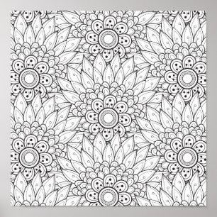 Poster Griffonnage floral 2 de jardin