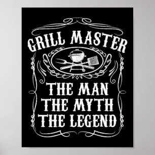 Poster Grill Master The Man The Myth Legend Funny Bbq Smo