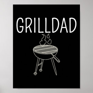 Poster Grill Papa - Papa De L'Année Drôle Bbq Expert Fumé